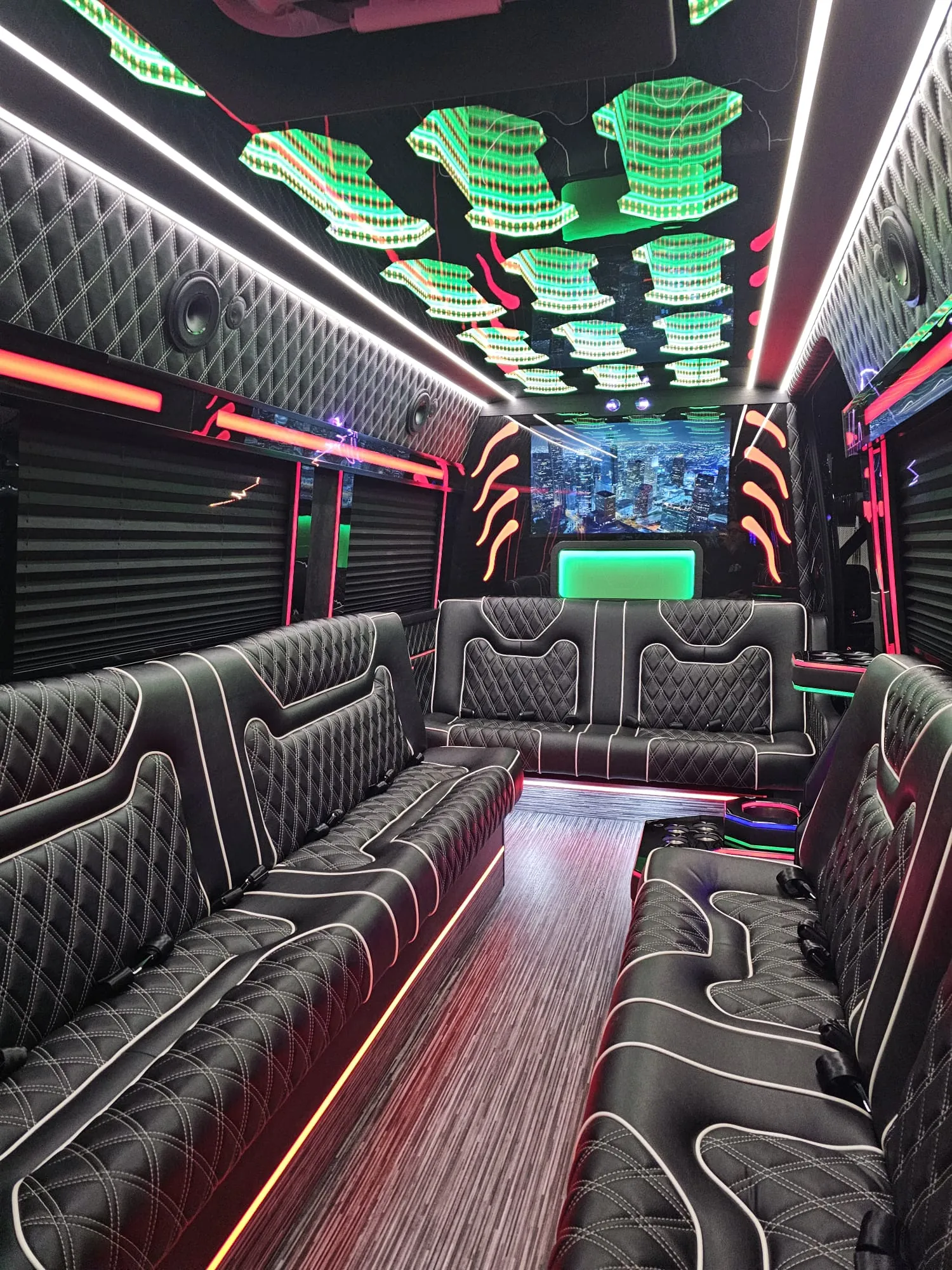 Limo Sprinter interior with lounge seating
